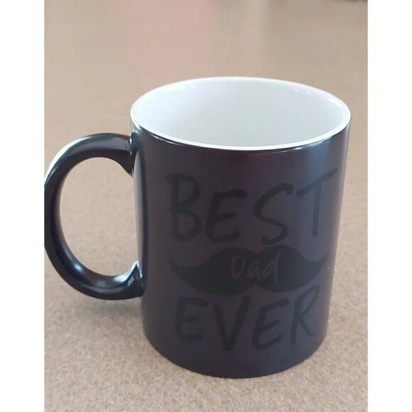 Best Dad Ever Mustache Ceramic Mug Heat Changing Father's Day Gift - Picture 4 of 7